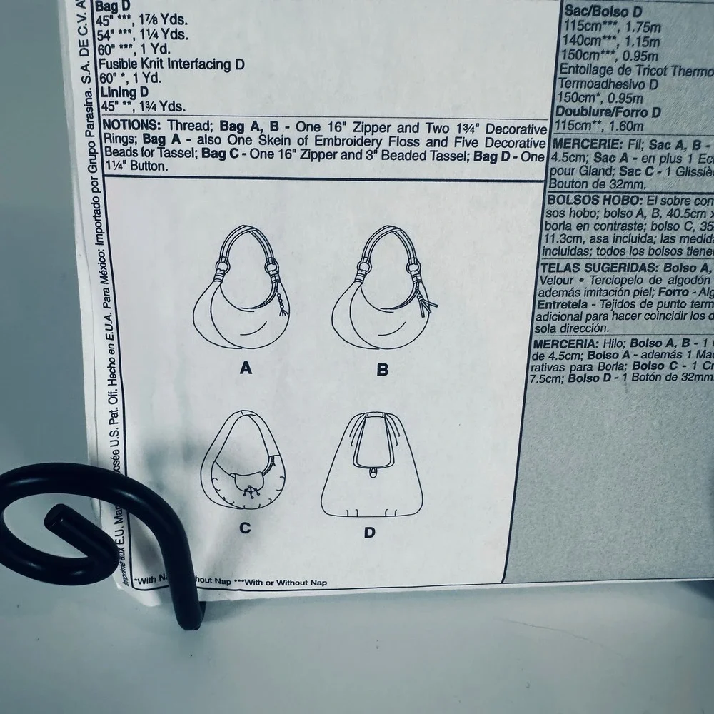 McCall's Sewing Pattern M5198 Hobo Bags OSZ Uncut Factory Folded